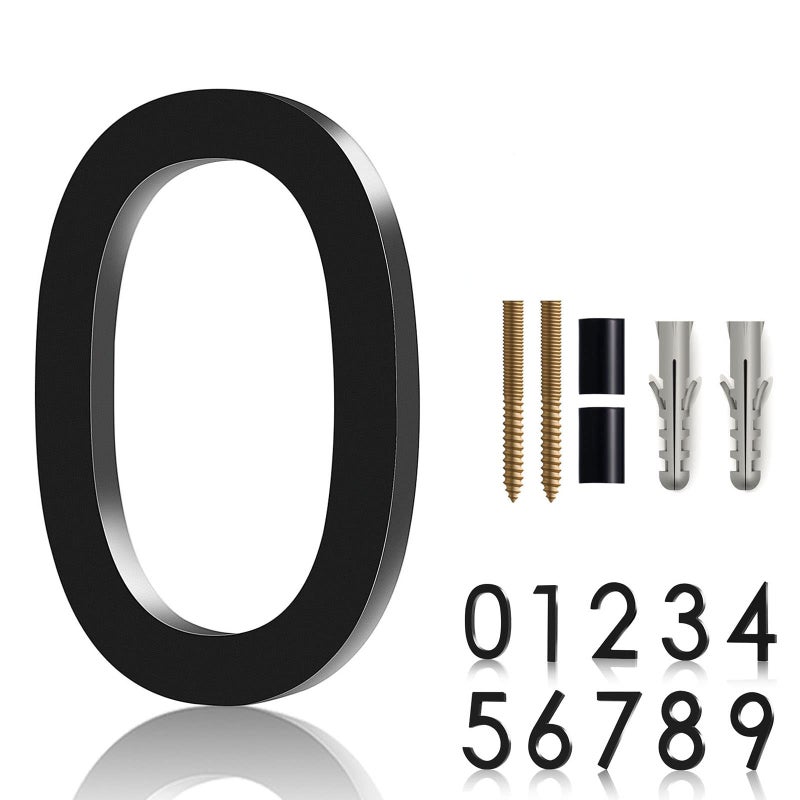 HFKPJRT Floating Shadow House Number for Outside - Large 5 Inch Modern House Address Numbers with Nail Kit Black Acrylic Outdoor Address Sign for Home Garden Door Mailbox Decor  911 Visibility Signage (0) - Image 1